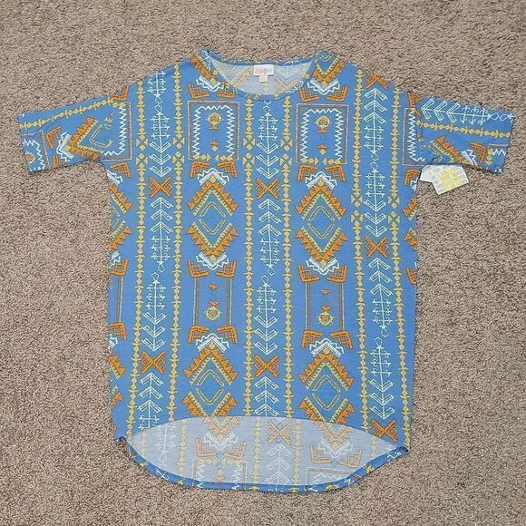 Lularoe Irma Tunic High Low Top Southwestern Geometric Unique Size XXS 00-0 - Picture 1 of 8
